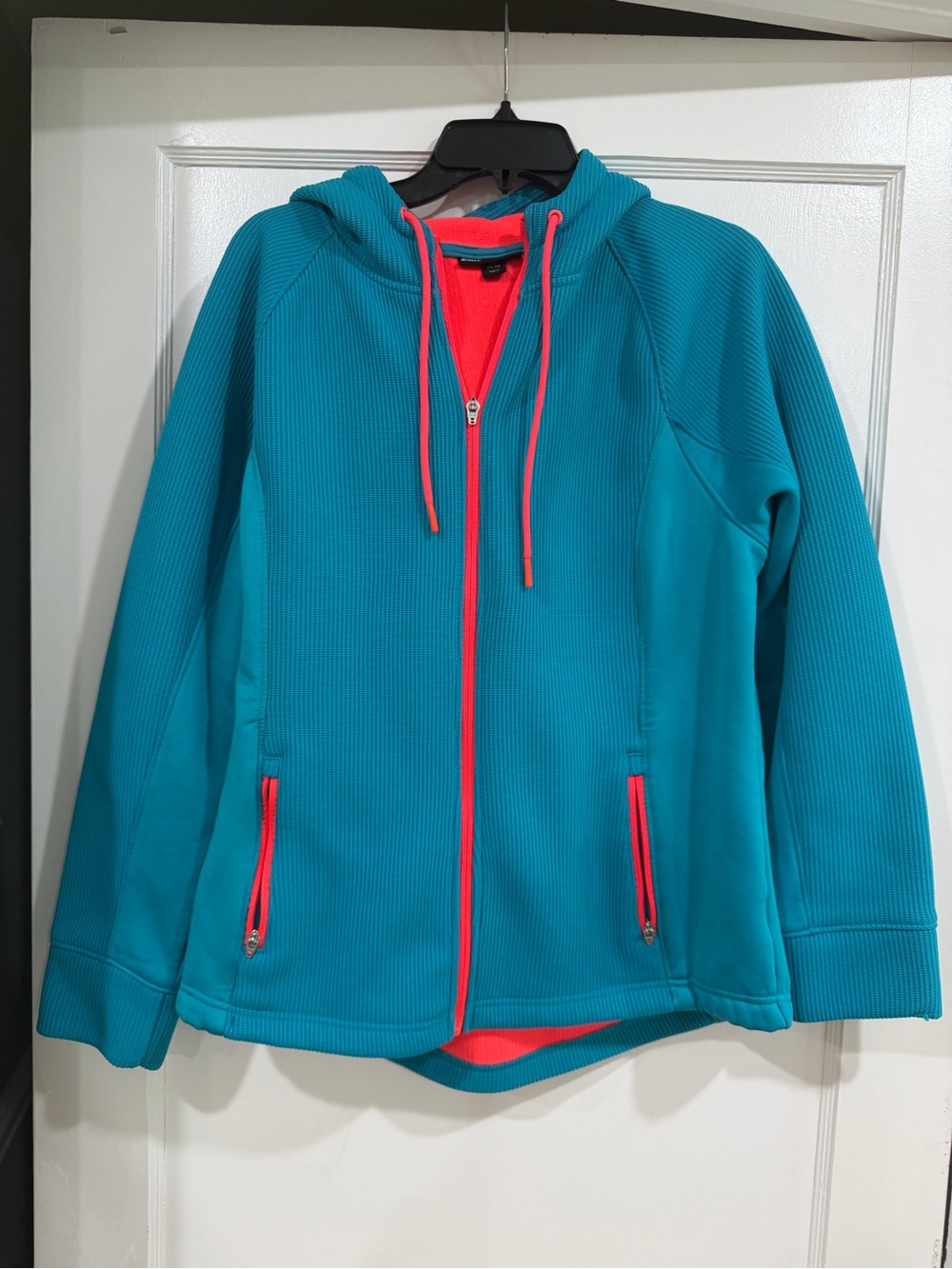 Swiss Tech Teal and Neon Pink Fleece Hoodie L